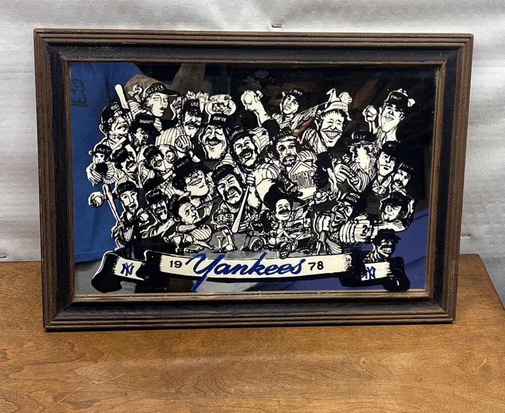 VINTAGE 1978 N.Y. Yankees World Series Team MLB Wall Art Bar Mirror 14.5"X 20.5”